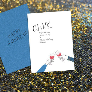 Carte de vœux de Hanukkah – « Tchin » Verre à vin