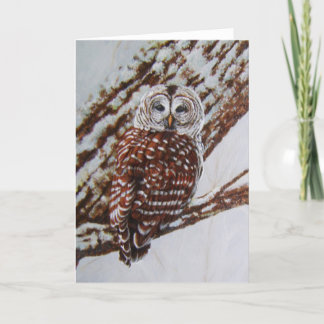 Carte de voeux de hibou barré - masquez à