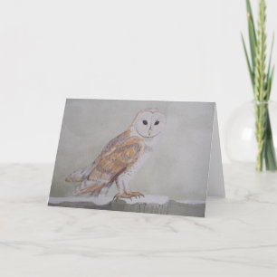 Carte de voeux de hibou de grange d'hiver