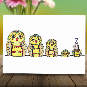 Carte de voeux de HIBOU de MATRYOSHKA par Nicole