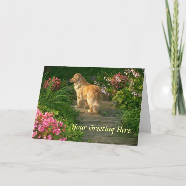 Carte de voeux de jardin de golden retriever (Devant)