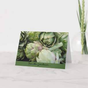 Carte de voeux de jardinage avec des artichauts