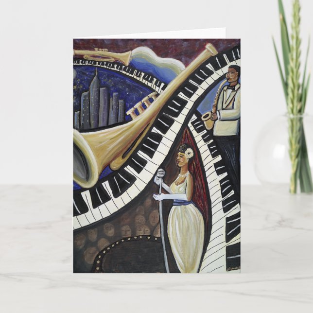 Carte de voeux de jazz de clair de lune (Devant)