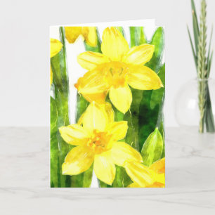 Carte de voeux de jonquilles dans l'aquarelle