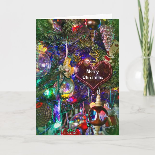 Carte de voeux de Joyeux Noël - arbre décoré #2 (Devant)