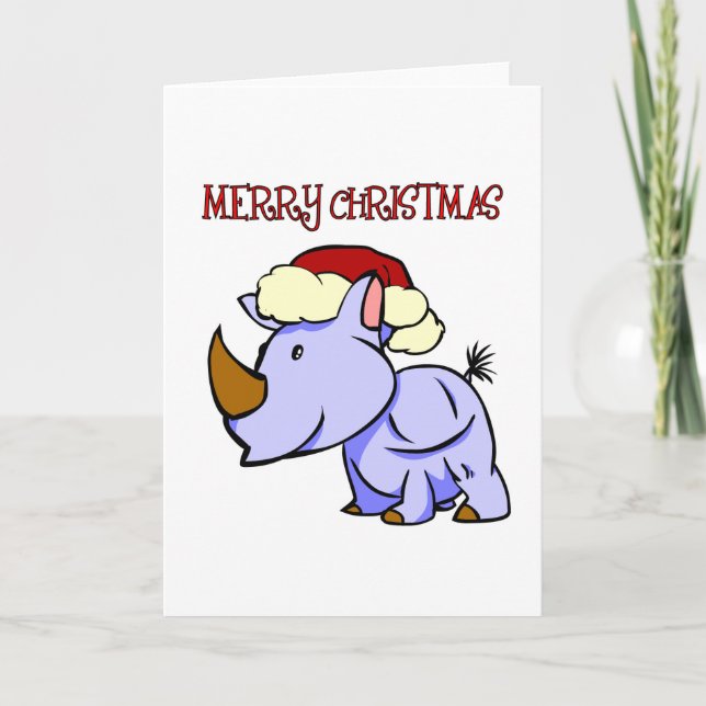 Carte de voeux de Joyeux Noël de rhinocéros (Devant)