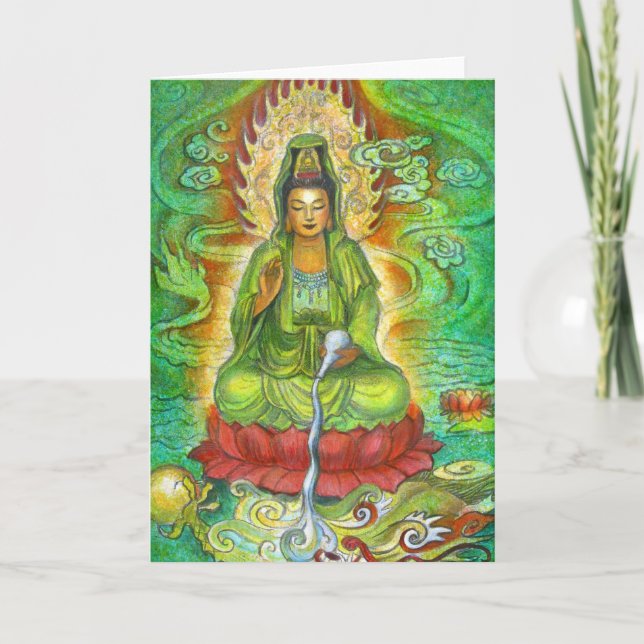 Carte de voeux de Kuan Yin "de dragon d'eau" (Devant)