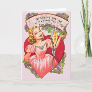 Carte de voeux de la chanteuse vintage Valentine