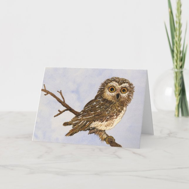 Carte de voeux de la Chouette de scie (Devant)