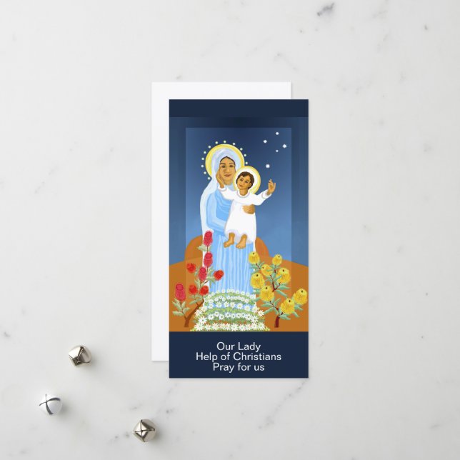 Carte de vœux de la fête de Notre-Dame Secours des (Devant/Arrière en situation)