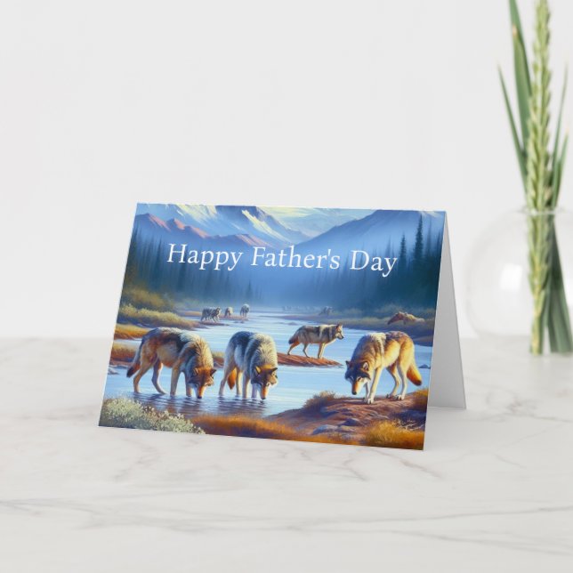 Carte de vœux de la fête des pères Loup Pack (Devant)