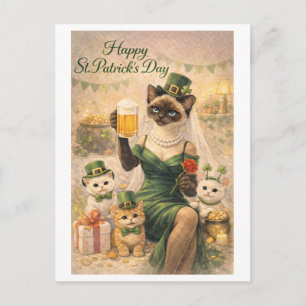 Carte de vœux de la Saint-Patrick Chat Glamour