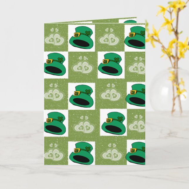 Carte de voeux de la Saint Patrick Coeurs Casquett (Fleur jaune)