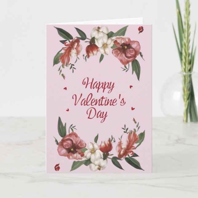 Carte de vœux de la Saint-Valentin avec fleurs (Devant)