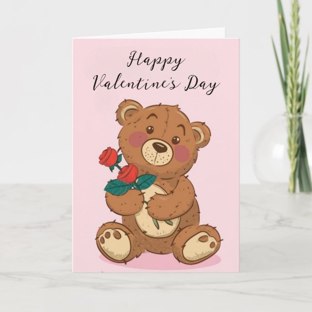 Carte de vœux de la Saint-Valentin avec un ours en (Devant)