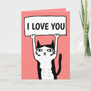 CARTE DE VŒUX DE LA SAINT-VALENTIN CHAT MIGNON