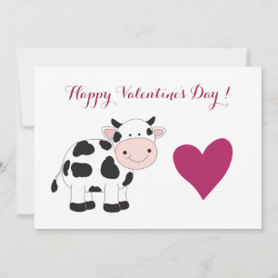 Carte de vœux de la Saint-Valentin vache