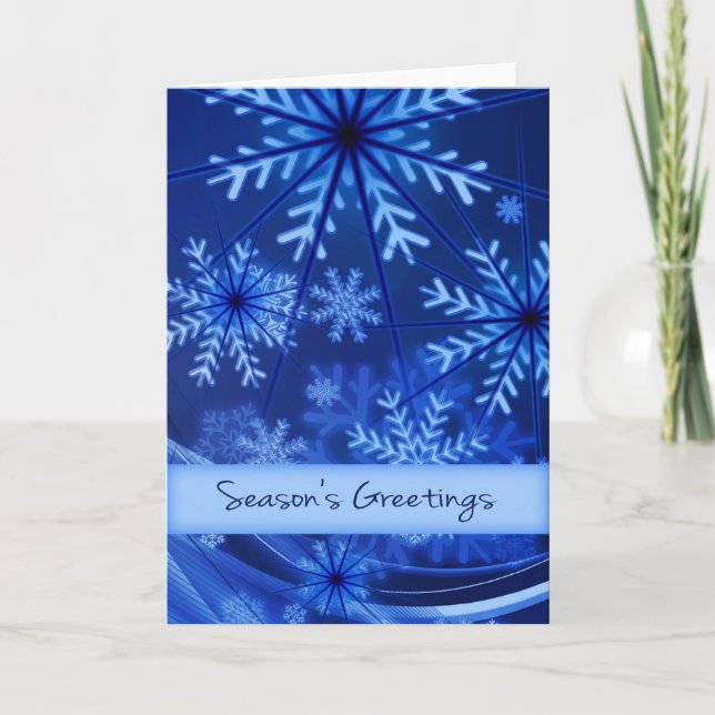 Carte de voeux de la saison des flocons bleus pers (Devant)