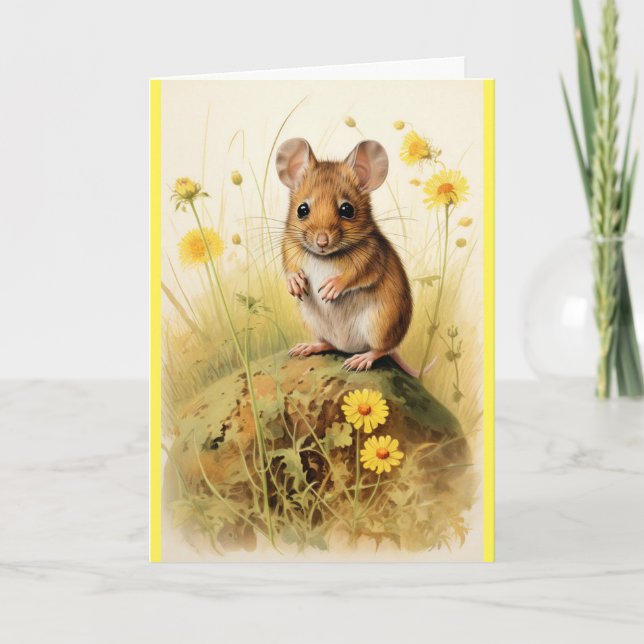 Carte de voeux de la souris mignonne manquante (Devant)