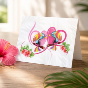 Carte de vœux de l'amour de toucan tropical