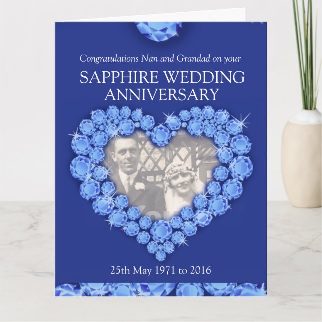Carte de vœux de l'anniversaire de saphir pour gra (Devant)