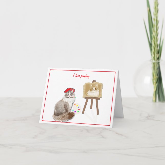 Carte de voeux de l'artiste de chat français vierg (Devant)
