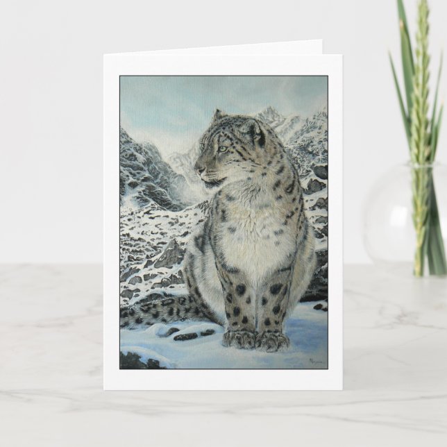 Carte de voeux de léopard du Roi neige de sommet (Devant)