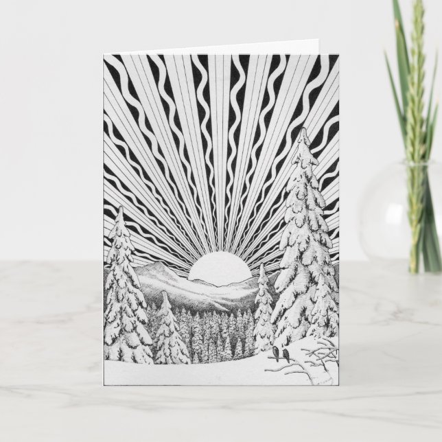 Carte de voeux de lever de soleil de Noël (Devant)