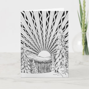 Carte de voeux de lever de soleil de Noël