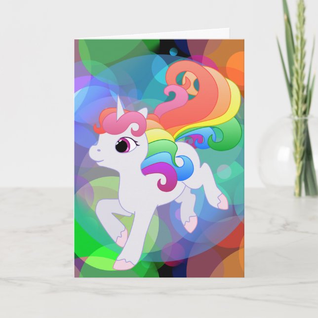 Carte de voeux de licorne d'arc-en-ciel (Devant)