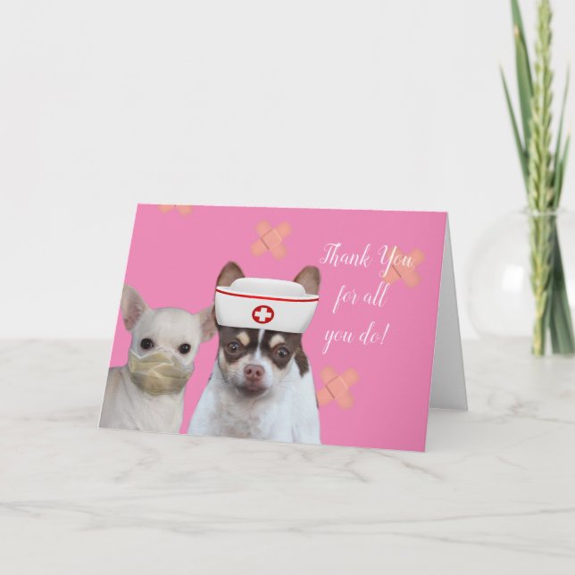 Carte de voeux de l'infirmière Merci Chihuahua (Devant)