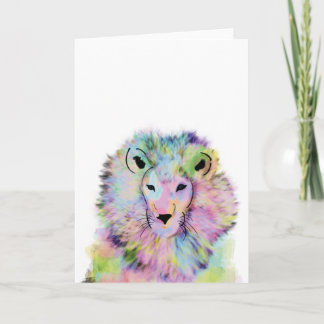 Carte de voeux de Lion Aquarelle mignonne