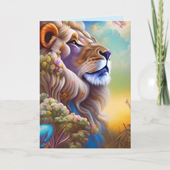carte de voeux de lion de rêve (Devant)