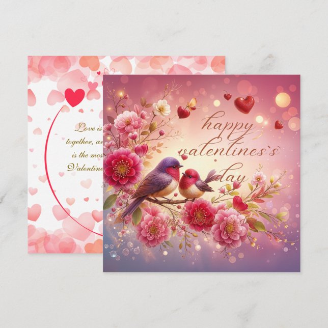 Carte de voeux de Lovebirds Valentine (Devant / Derrière)