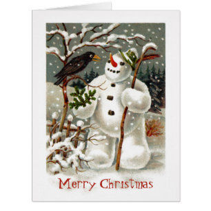 Carte de voeux de M. Snowman et de M. Crow Big