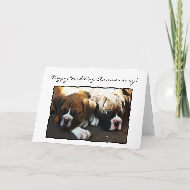 Carte de vœux de mariage anniversaire Boxer Joyeux (Devant)