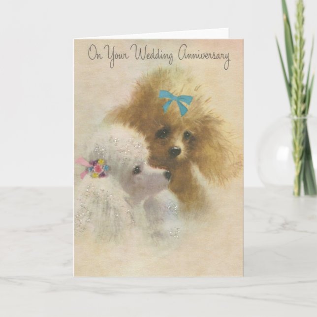 Carte de vœux de mariage de chien rétro (Devant)