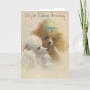 Carte de vœux de mariage de chien rétro