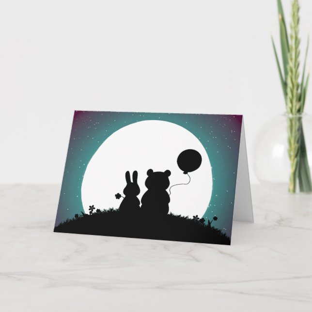 Carte de vœux de mariage de lapin et d'ours mignon (Devant)