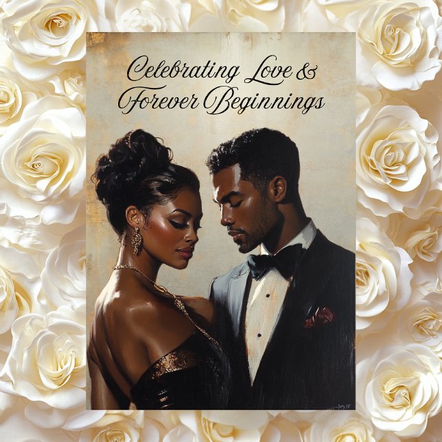 Carte de voeux de mariage élégante | Africain-Amér (Créateur téléchargé)