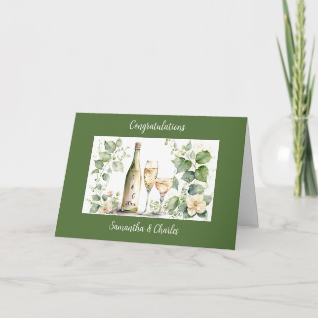Carte de vœux de mariage personnalisée Champagne (Devant)