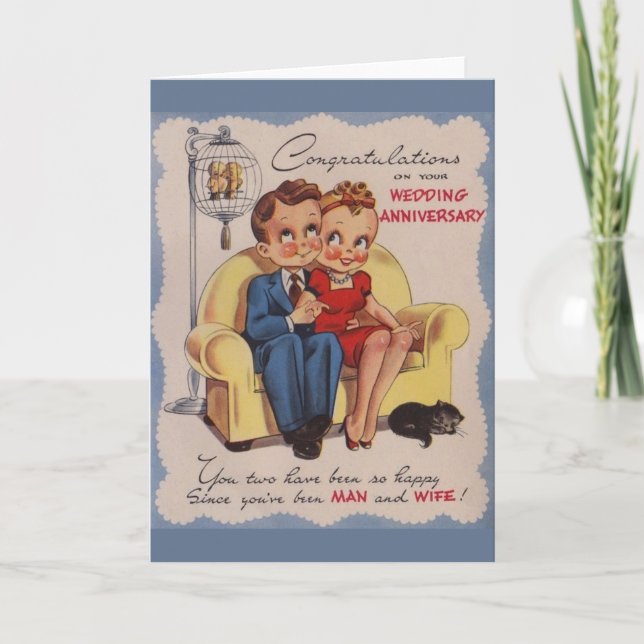 Carte de vœux de mariage vintage (Devant)
