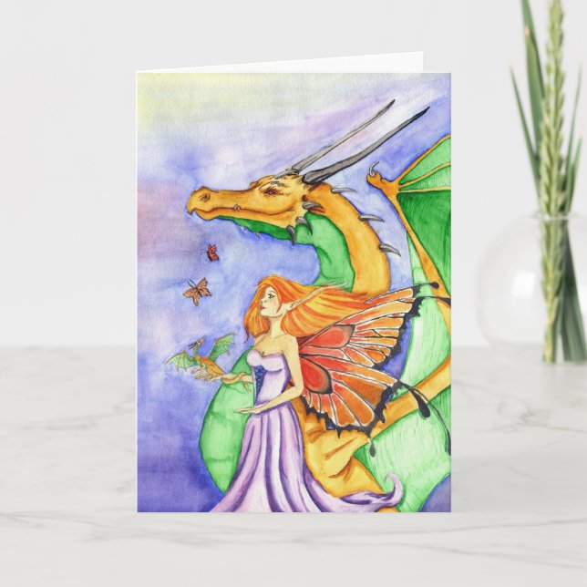Carte de voeux de marraine gâteau de dragon (Devant)