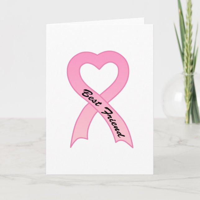 Carte de voeux de meilleur ami rose ruban (Devant)