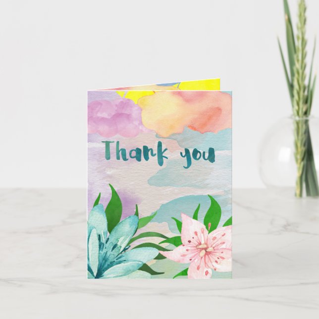 Carte de voeux de Merci de couleur d'eau (Devant)