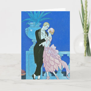Carte de voeux de minuit d'art déco de baiser