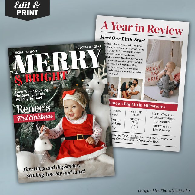Carte de voeux de mon premier magazine de Noël (My First Christmas Magazine Cover Greeting Card)
