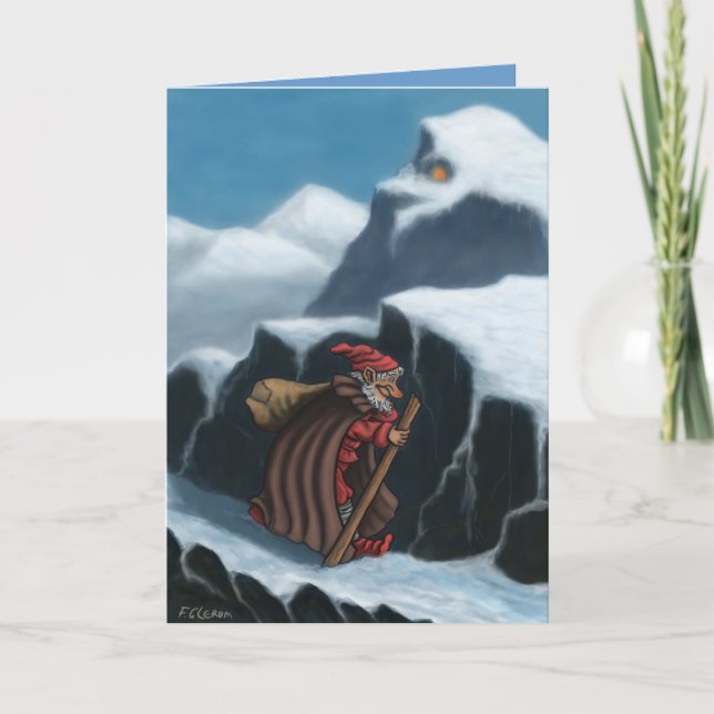 carte de voeux de montagnes de jeune homme de Noël (Devant)