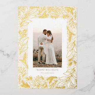 Carte de vœux de Noël à cadre de verdure hivernale