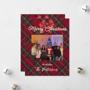 Carte de vœux de Noël à carreaux avec photo de fam